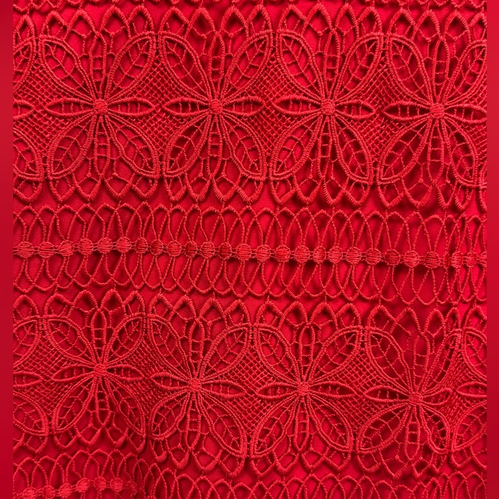 Talbots Embroidered Red Lace Blouse Bell Sleeves Size 2X Party Formal Romantic - Picture 11 of 14